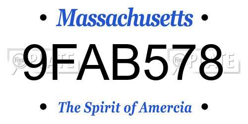 9FAB578 Massachusetts License Plate