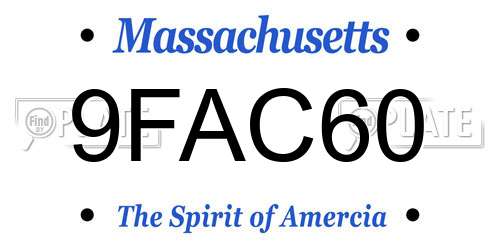 9FAC60 Massachusetts License Plate