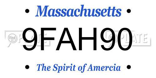9FAH90 Massachusetts License Plate