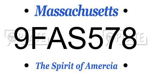 9FAS578 Massachusetts License Plate