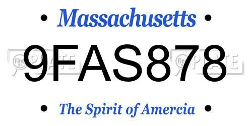 9FAS878 Massachusetts License Plate