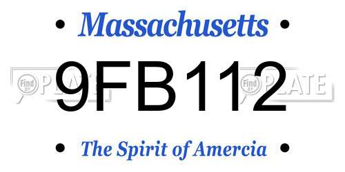 9FB112 Massachusetts License Plate