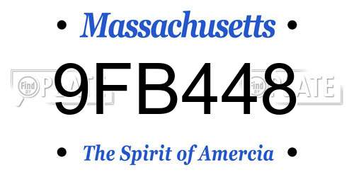 9FB448 Massachusetts License Plate