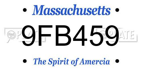 9FB459 Massachusetts License Plate