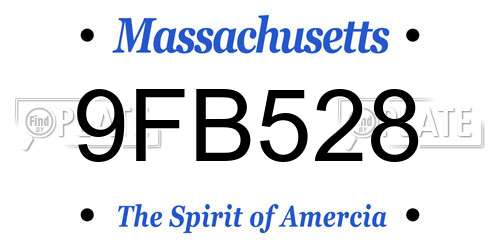 9FB528 Massachusetts License Plate