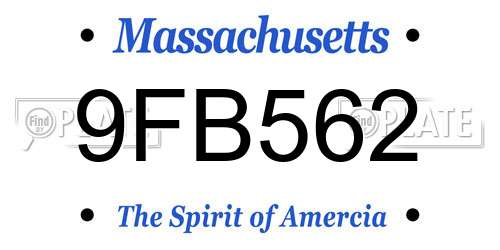 9FB562 Massachusetts License Plate