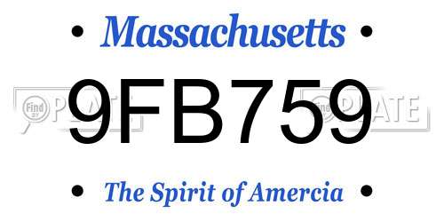 9FB759 Massachusetts License Plate