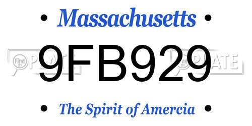 9FB929 Massachusetts License Plate