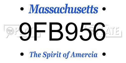 9FB956 Massachusetts License Plate
