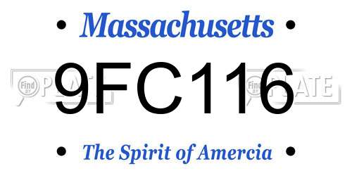 9FC116 Massachusetts License Plate