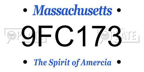 9FC173 Massachusetts License Plate