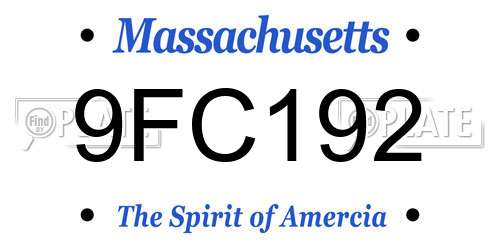 9FC192 Massachusetts License Plate