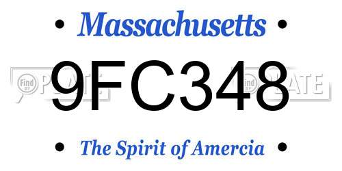 9FC348 Massachusetts License Plate