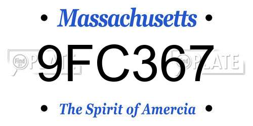 9FC367 Massachusetts License Plate
