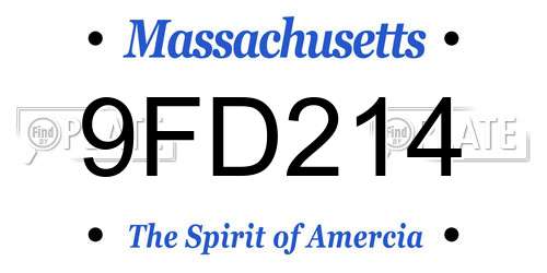 9FD214 Massachusetts License Plate