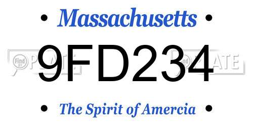 9FD234 Massachusetts License Plate