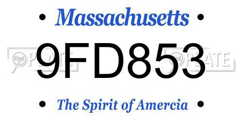 9FD853 Massachusetts License Plate