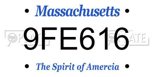 9FE616 Massachusetts License Plate