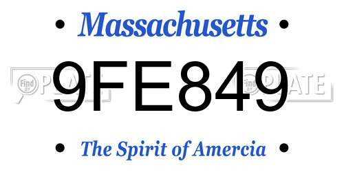 9FE849 Massachusetts License Plate