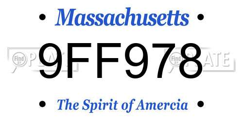 9FF978 Massachusetts License Plate