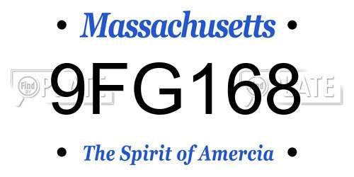 9FG168 Massachusetts License Plate