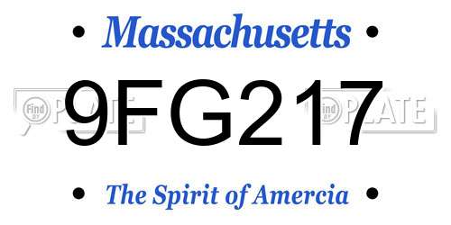 9FG217 Massachusetts License Plate