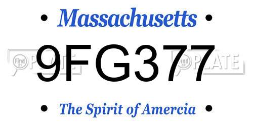 9FG377 Massachusetts License Plate