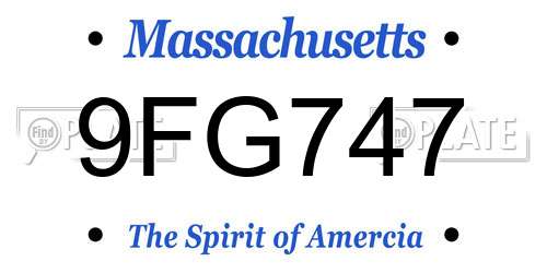 9FG747 Massachusetts License Plate