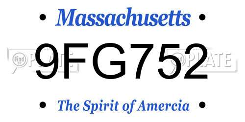9FG752 Massachusetts License Plate