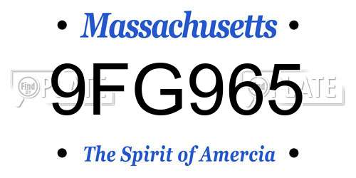 9FG965 Massachusetts License Plate