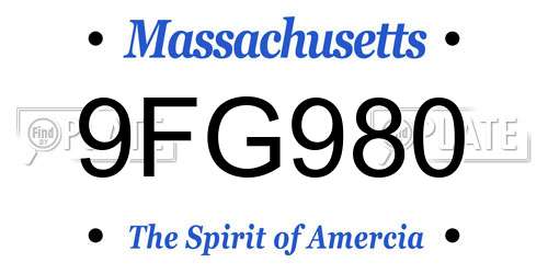9FG980 Massachusetts License Plate