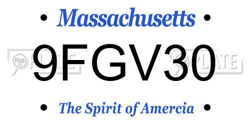9FGV30 Massachusetts License Plate