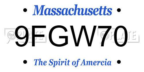 9FGW70 Massachusetts License Plate