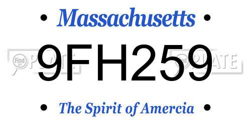 9FH259 Massachusetts License Plate