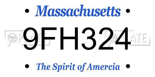 9FH324 Massachusetts License Plate