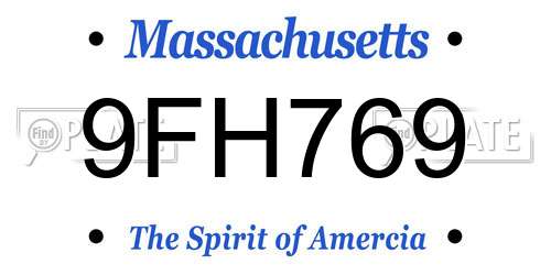 9FH769 Massachusetts License Plate