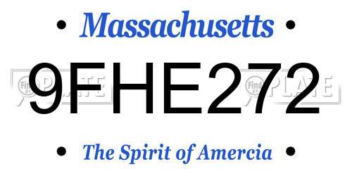 9FHE272 Massachusetts License Plate