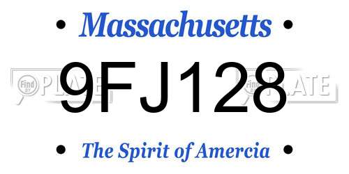 9FJ128 Massachusetts License Plate