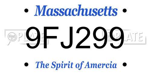 9FJ299 Massachusetts License Plate