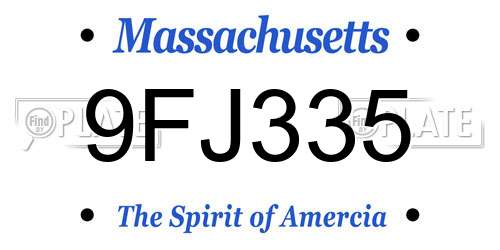 9FJ335 Massachusetts License Plate
