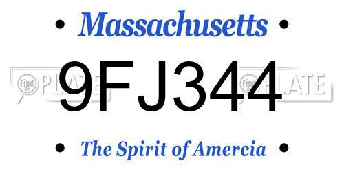 9FJ344 Massachusetts License Plate