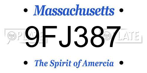 9FJ387 Massachusetts License Plate
