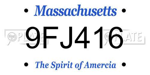 9FJ416 Massachusetts License Plate