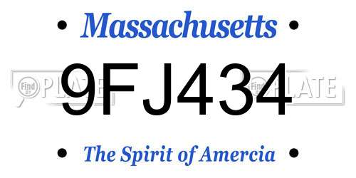 9FJ434 Massachusetts License Plate