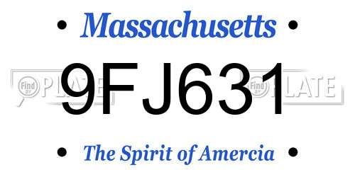 9FJ631 Massachusetts License Plate