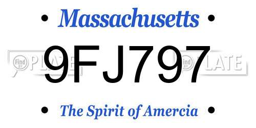 9FJ797 Massachusetts License Plate