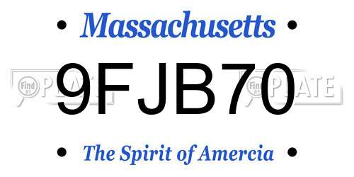 9FJB70 Massachusetts License Plate