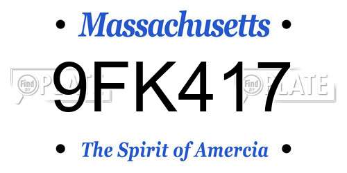 9FK417 Massachusetts License Plate