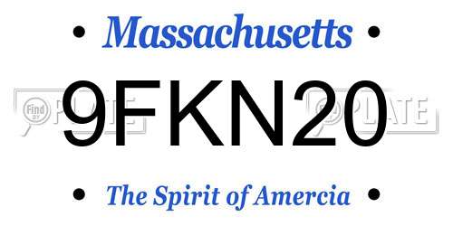 9FKN20 Massachusetts License Plate