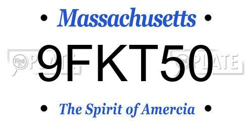9FKT50 Massachusetts License Plate